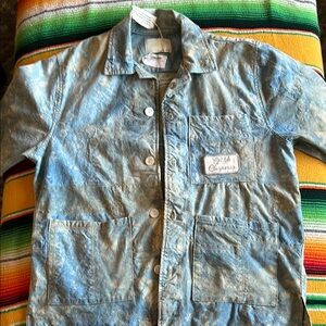NWT Crtfd Organics Acid Washed Button Up Patch Shirt Sleeved Shirt